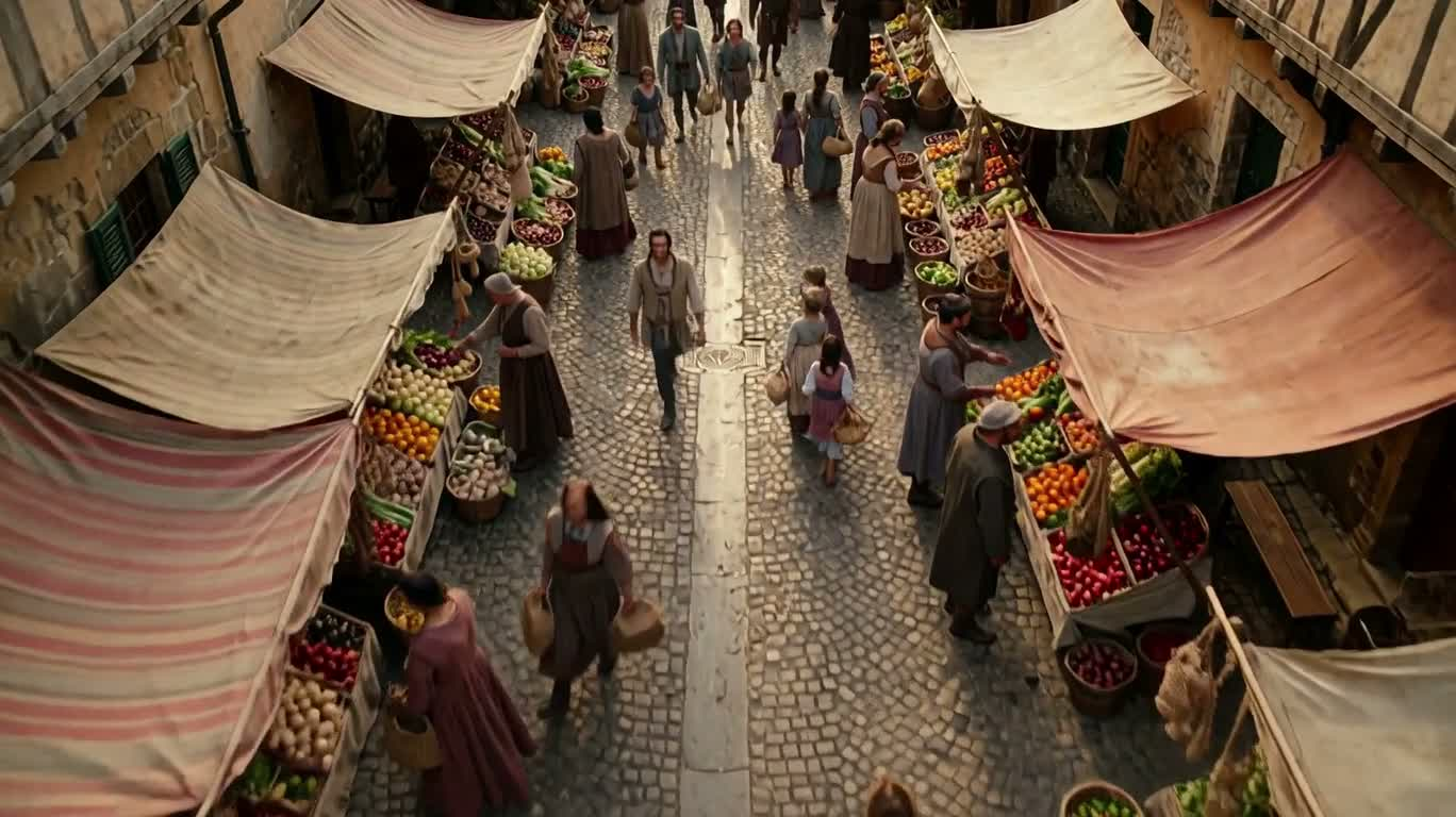 市集穿越霓虹都市 — AI video creation