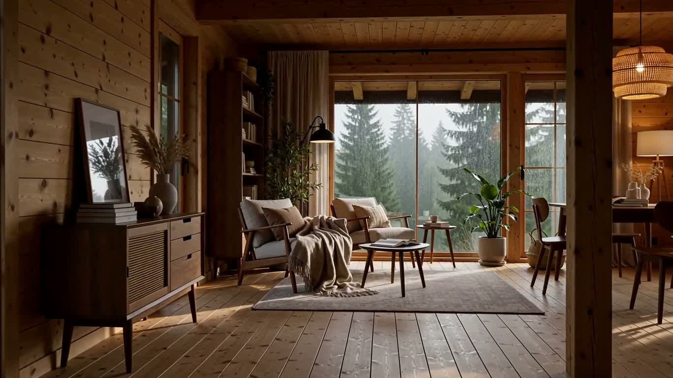 Rainy Window Cabin Reading Nook