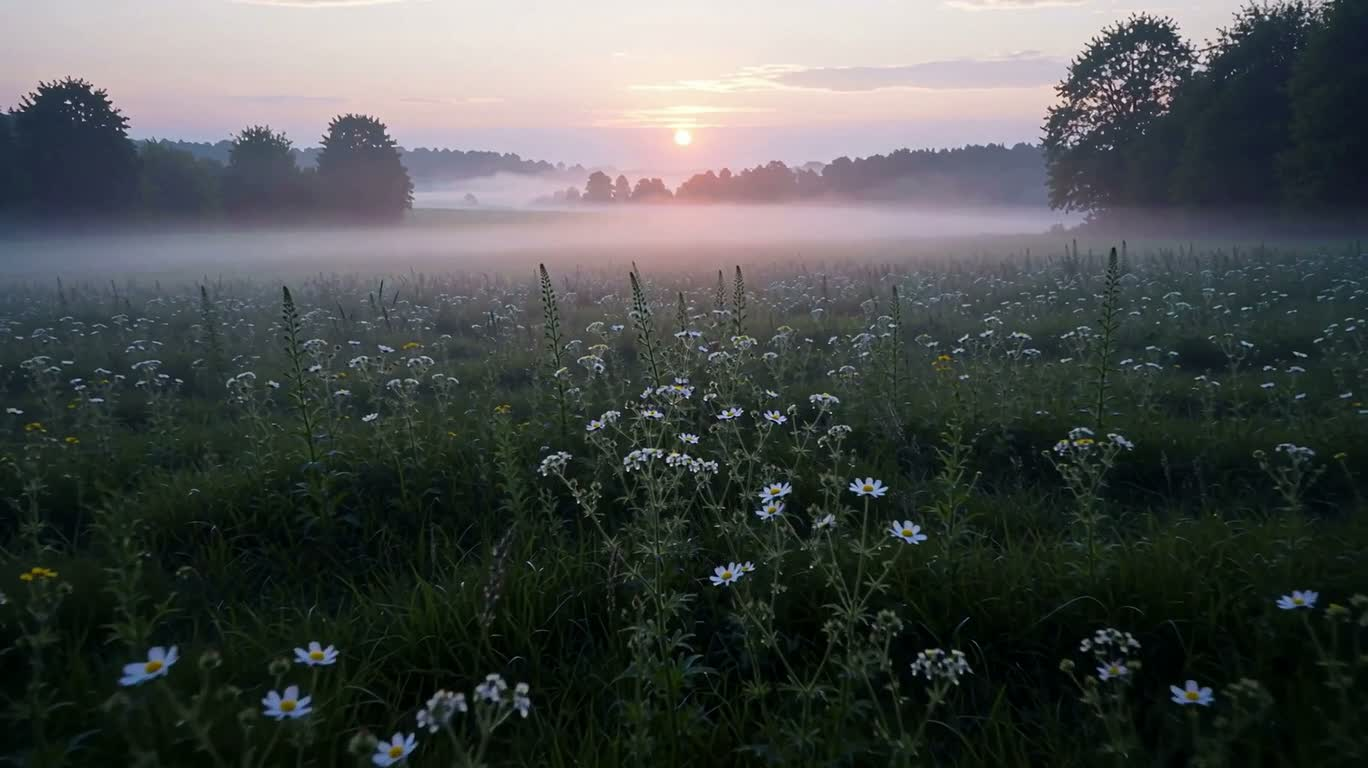 Misty Morning Flowers