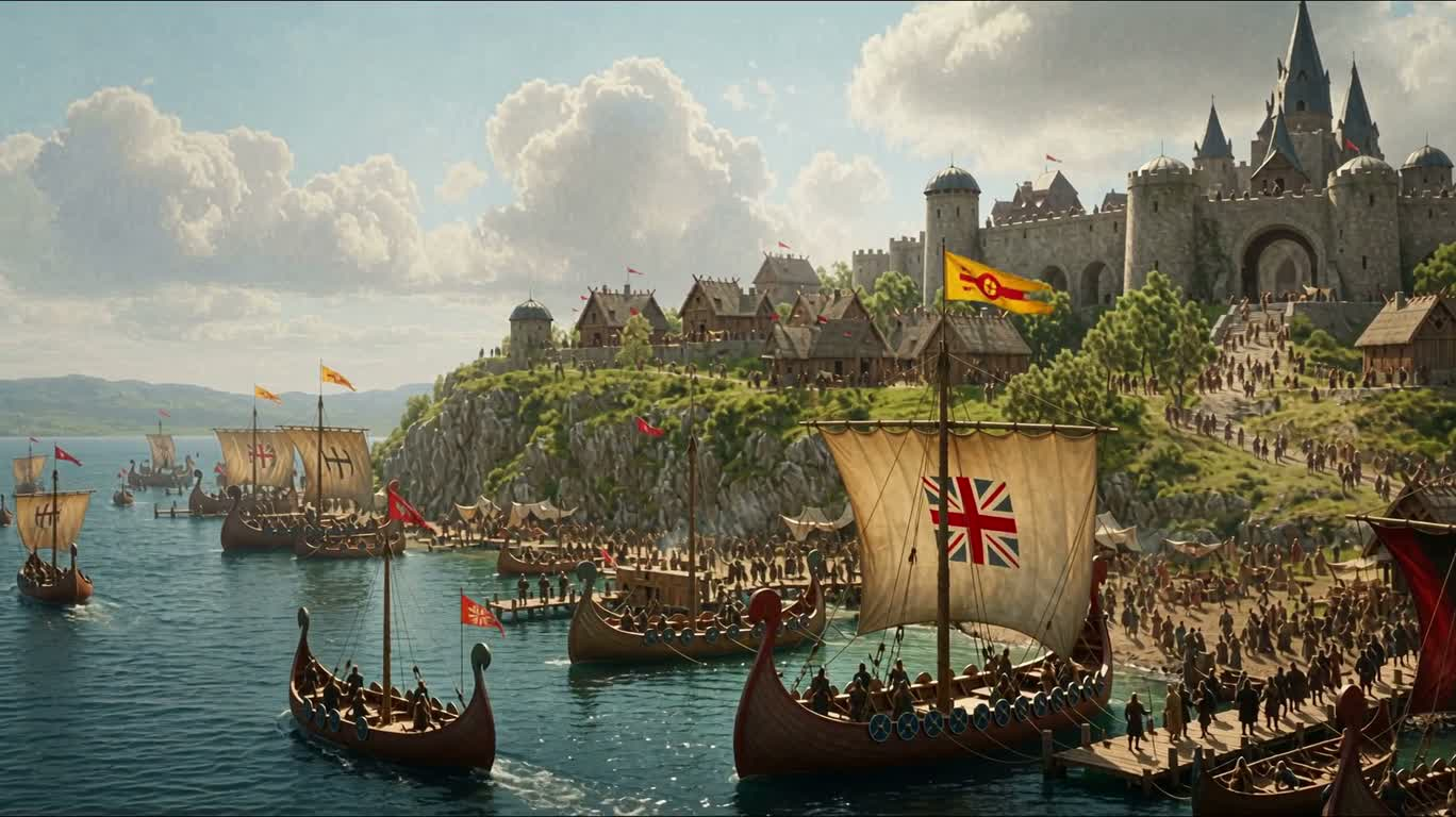 Summer Viking Harbor Town — AI video creation