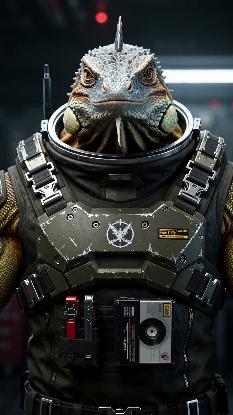 Neon Space Lizard Mechanic