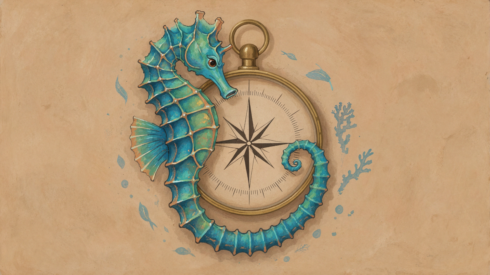 Hippocampe lumineux · Pigments minéraux de Dunhuang — AI image creation