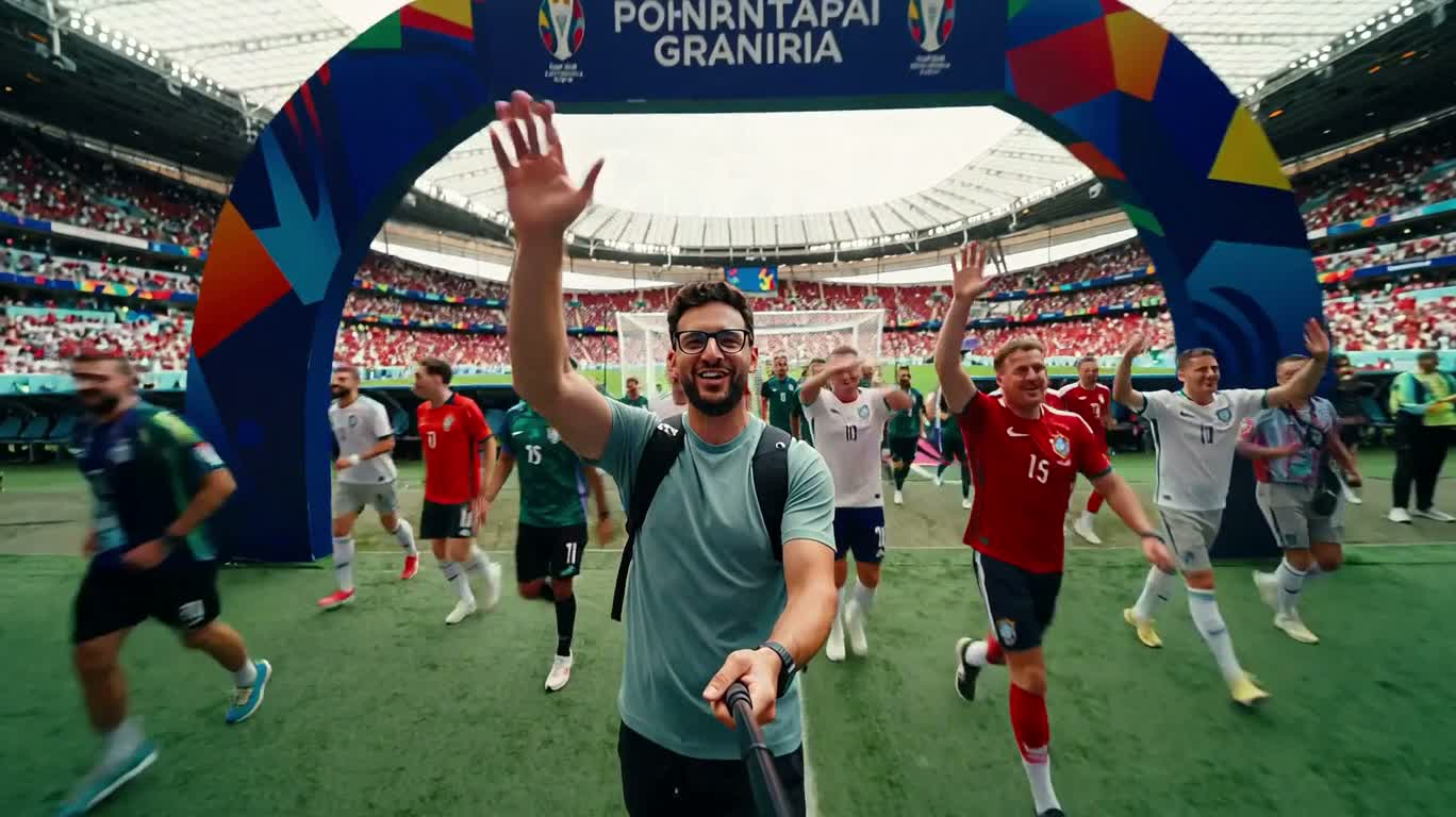 Hành trình của người hâm mộ vòng quanh World Cup trong một cảnh quay