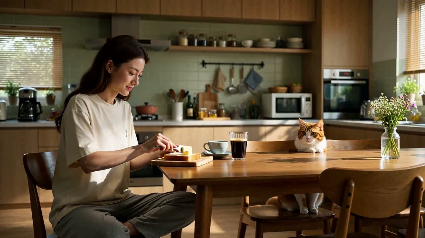 阳光厨房里的吐司争夺战
