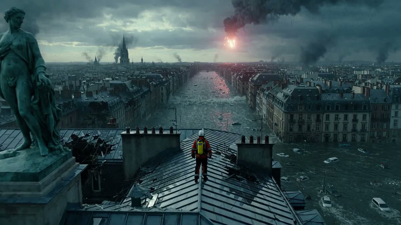Sauvetage solitaire dans la ville inondée