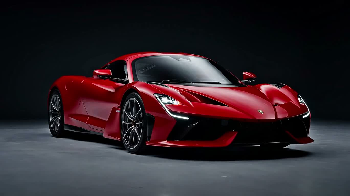 Publicité de film avec une supercar rouge