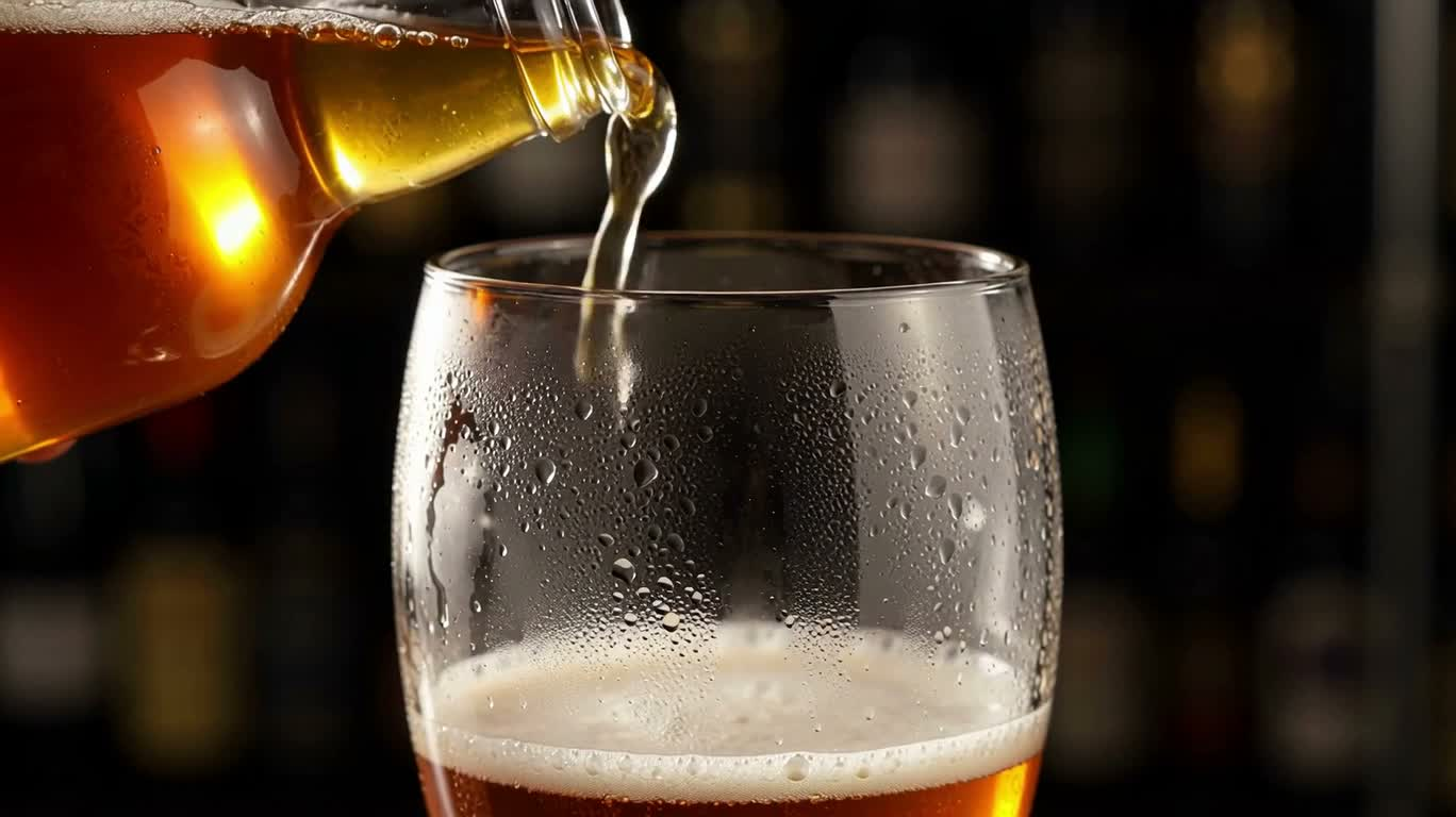Bière ambrée versée dans un verre