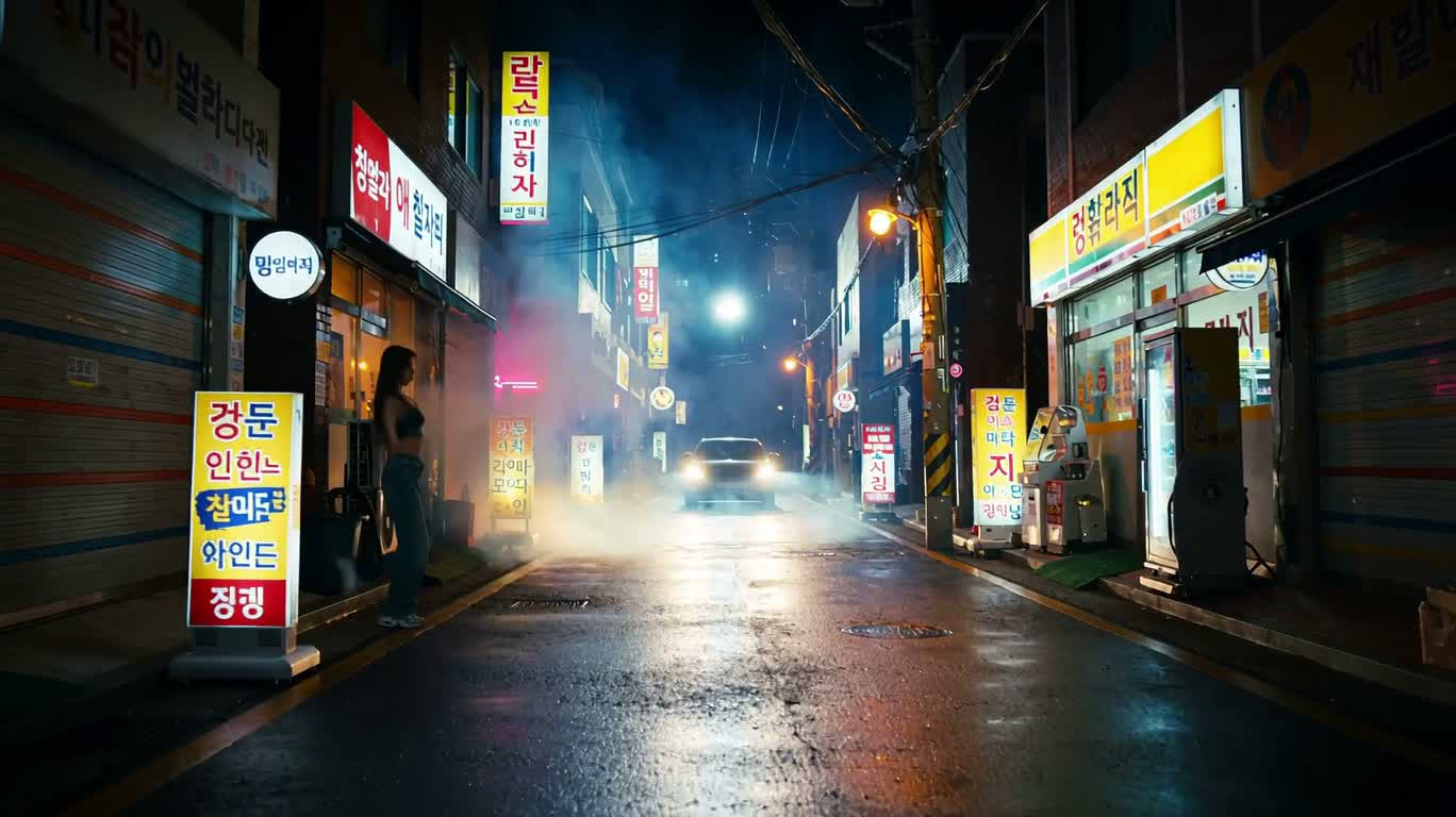 霓虹雨巷中的独舞