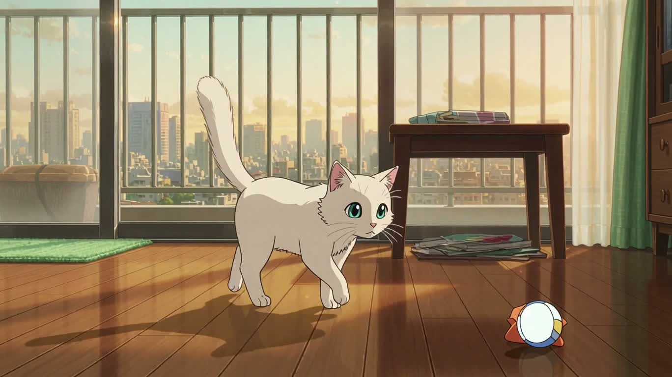 The White Cat in the Sunny Apartment