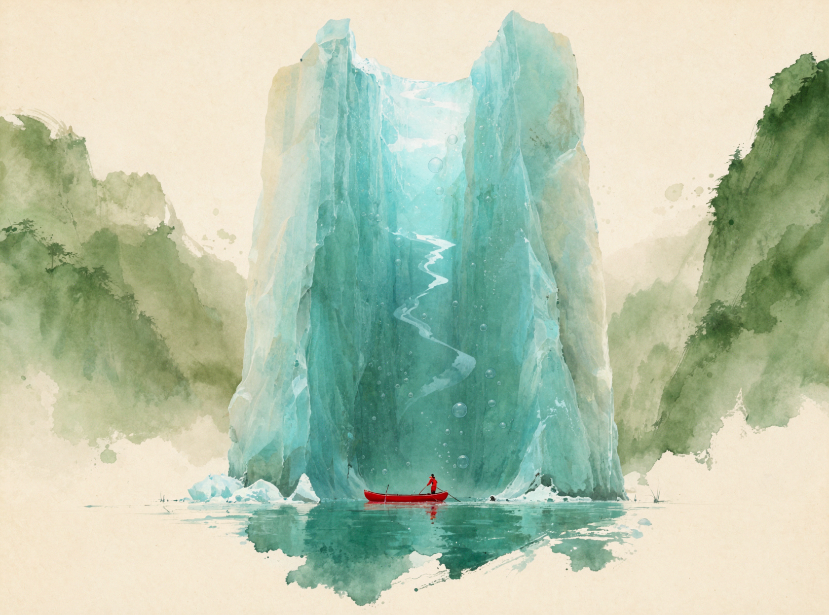 Canoë sur glacier · Réserve d'encre