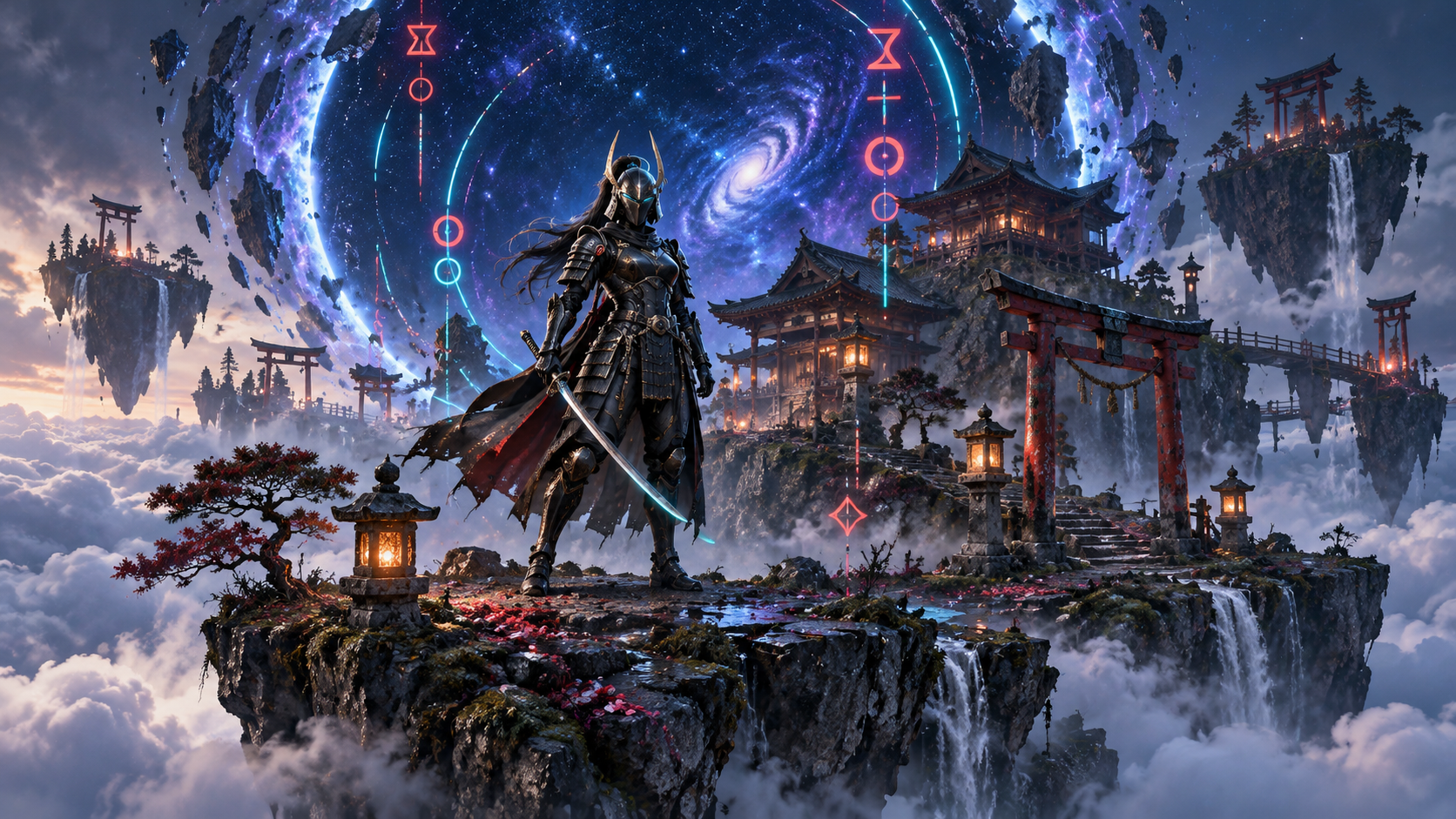 次元を越えるサイバー侍と浮遊神殿