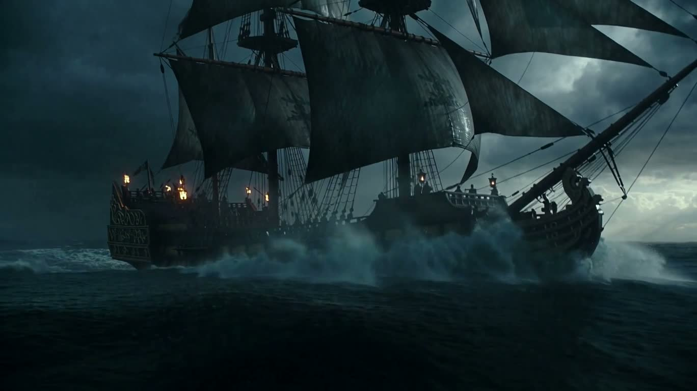 Navire pirate dans la tempête