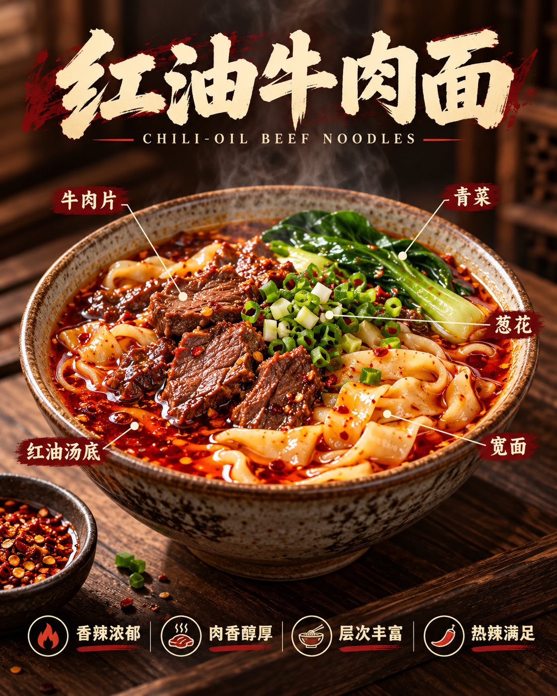 红油牛肉面餐饮商业海报