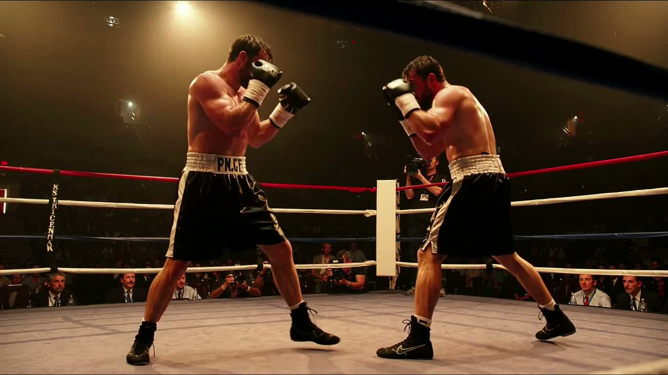 Duel sur le ring : coup puissant au ralenti
