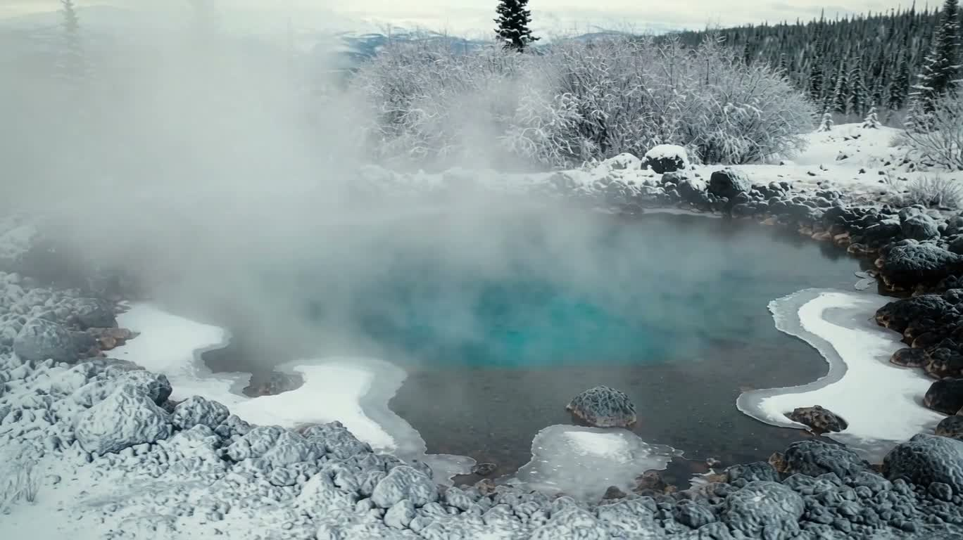 雪景色の温泉