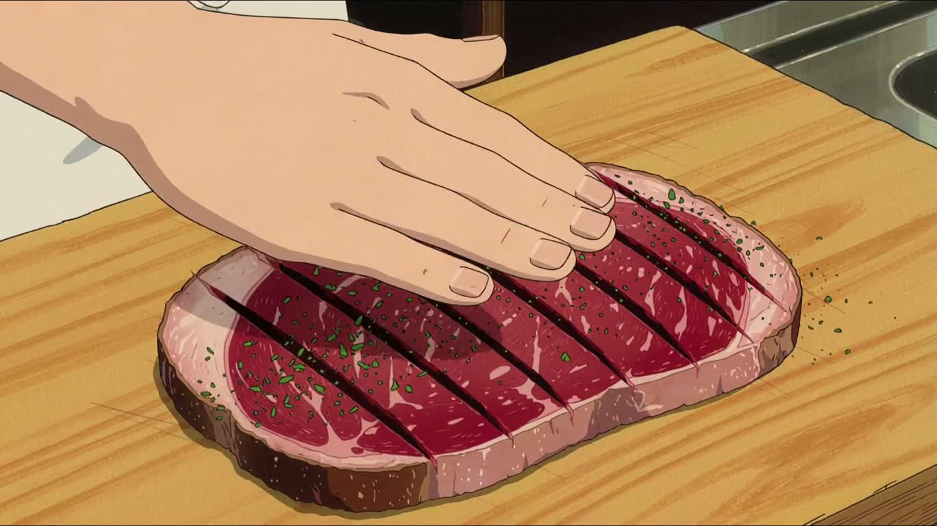 Hand-Drawn Short Film of Charcoal-Grilled Meat with Sauce