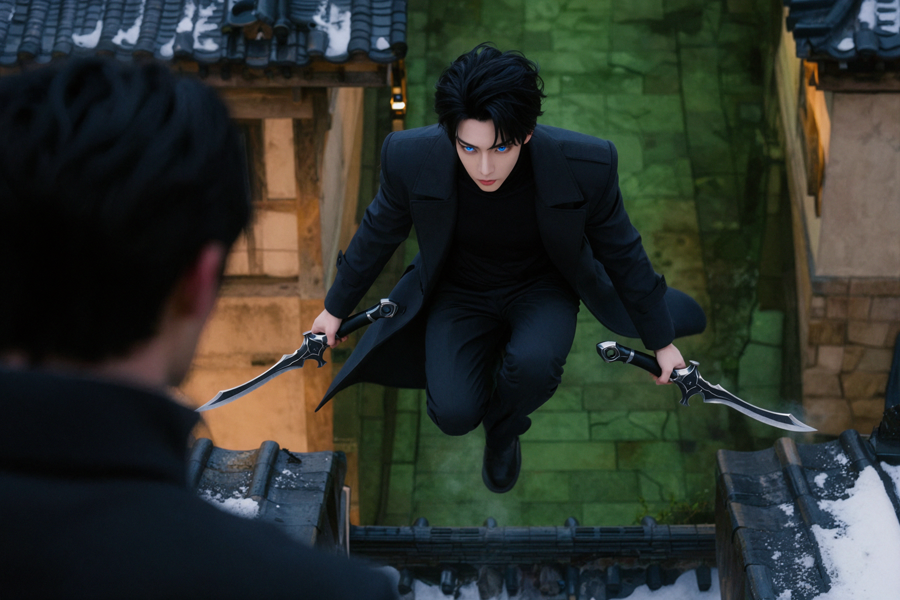 Sung Jin-Woo · Over the Rooftops · Cinematic Still — AI image creation