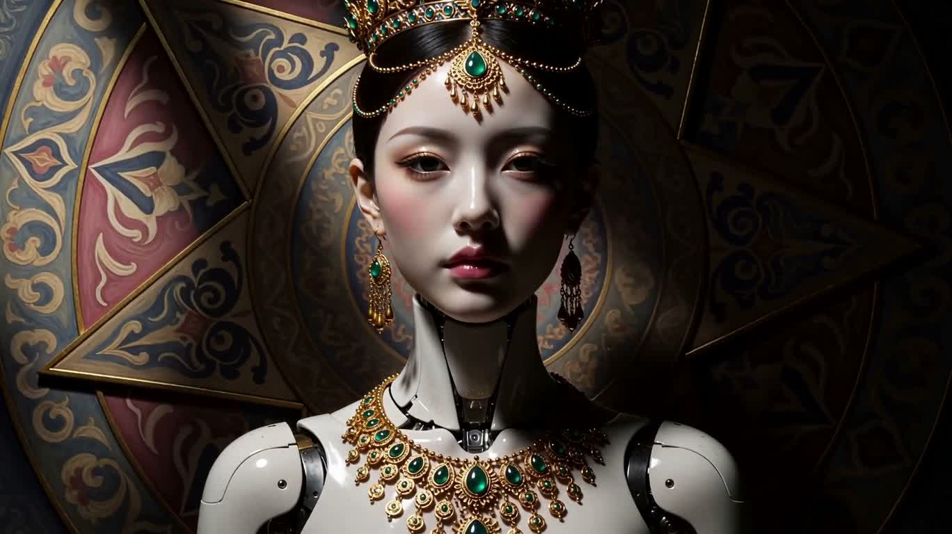 Nữ hoàng robot trong giấc mơ hình học — AI video creation