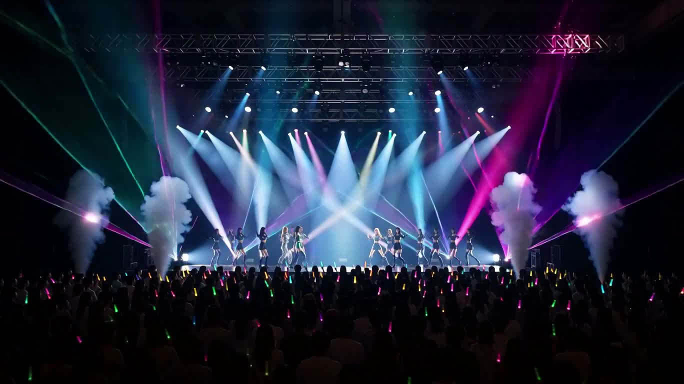 Danse de groupe sur scène cyber néon