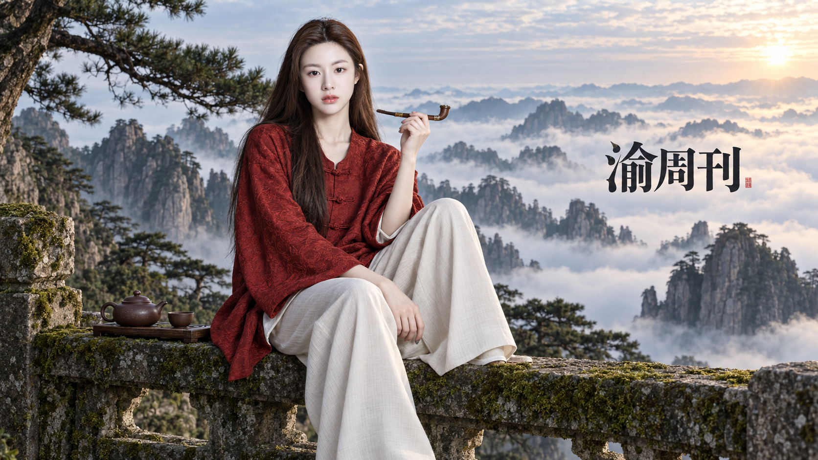 黄山云海朱砂红归乡时尚大片