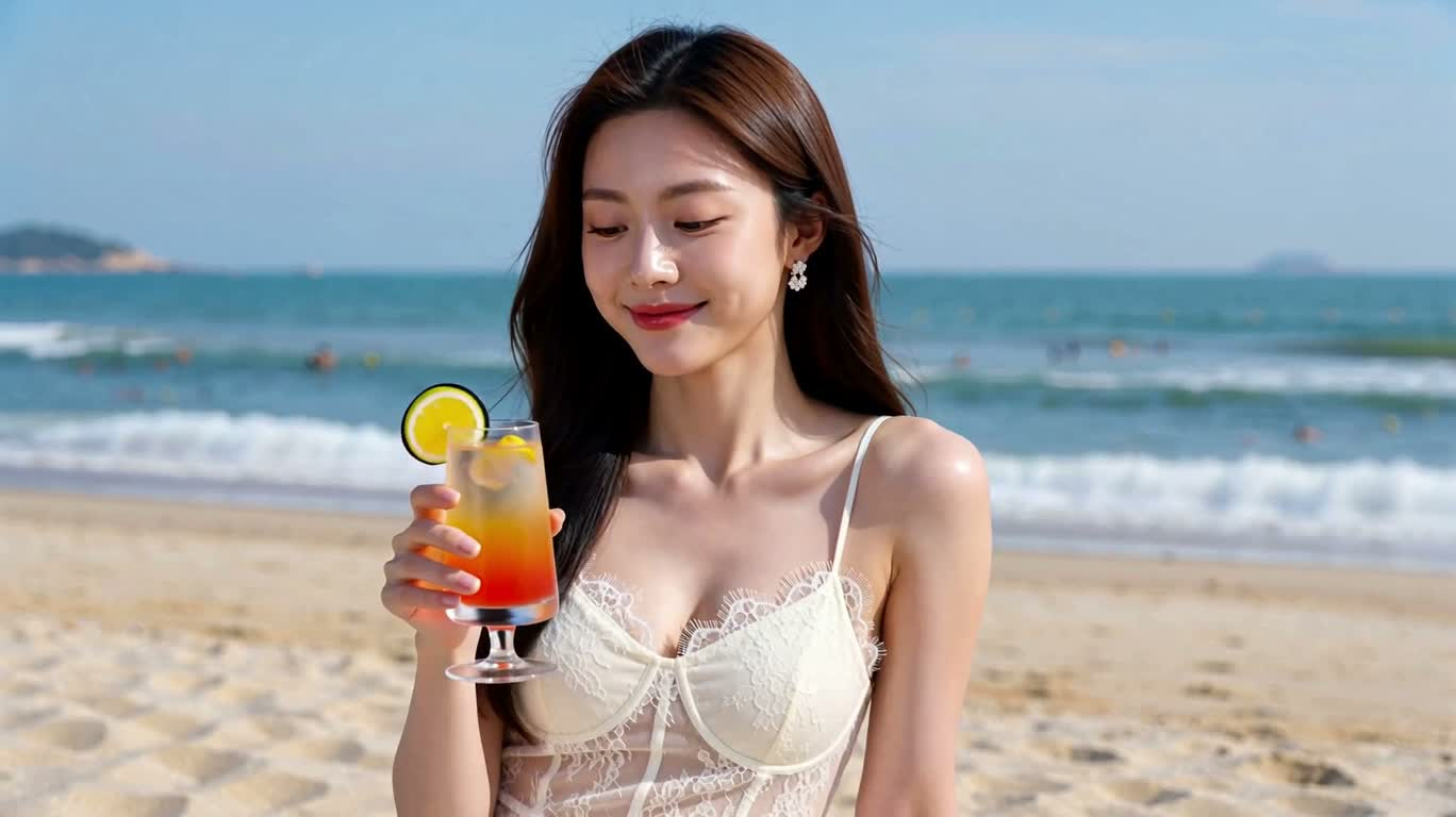 海滩鸡尾酒微笑致意