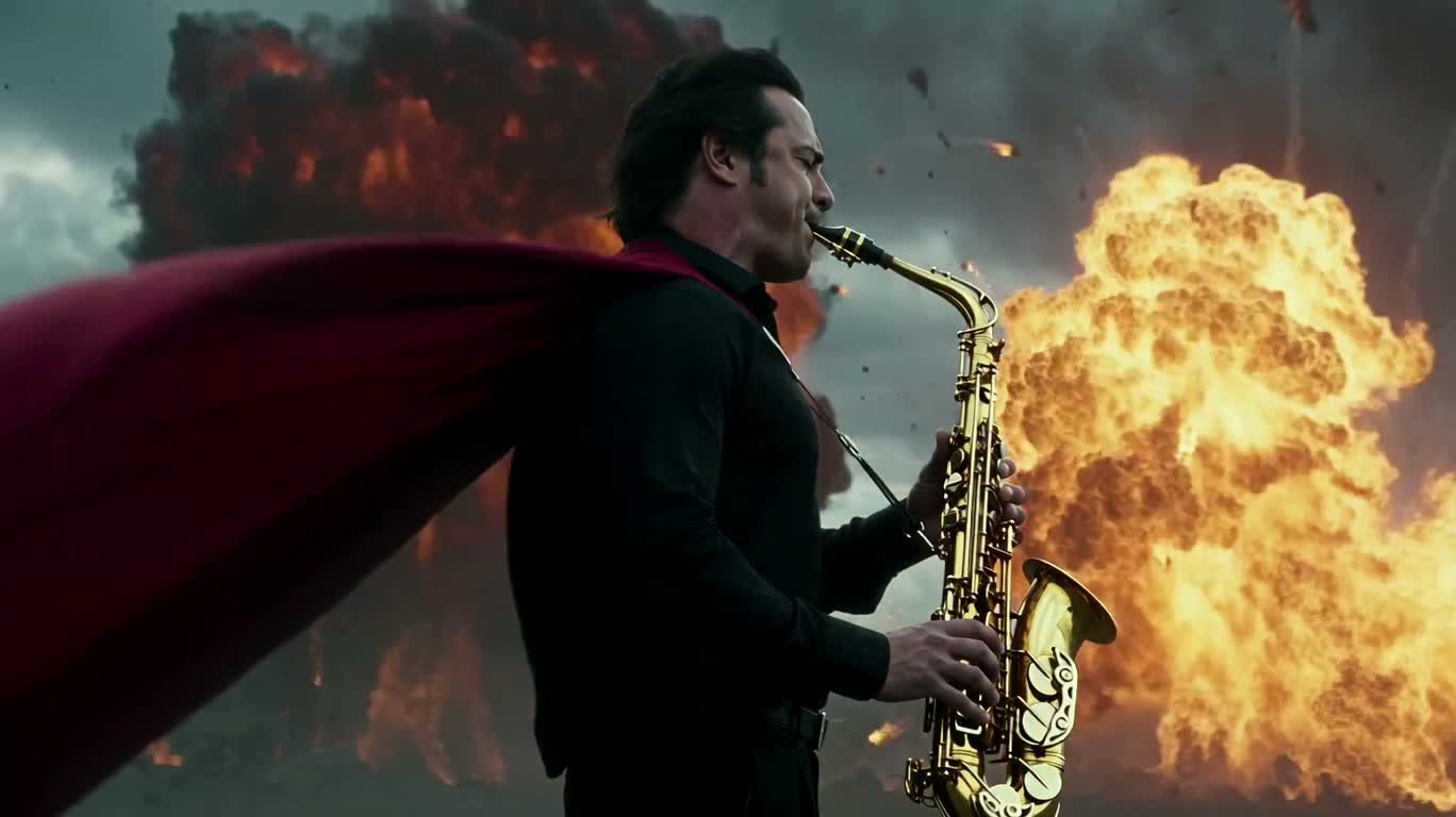 Héros du saxophone dans la tempête