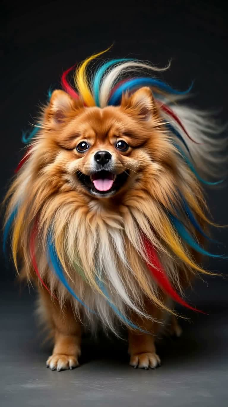 彩鬃狮鬃博美犬肖像