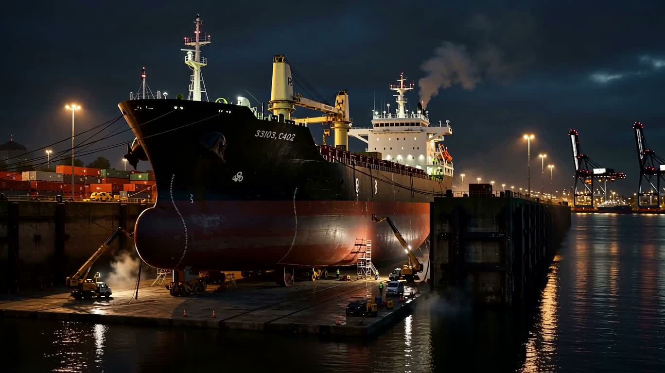 Bảo trì ụ tàu cảng đêm Hamburg