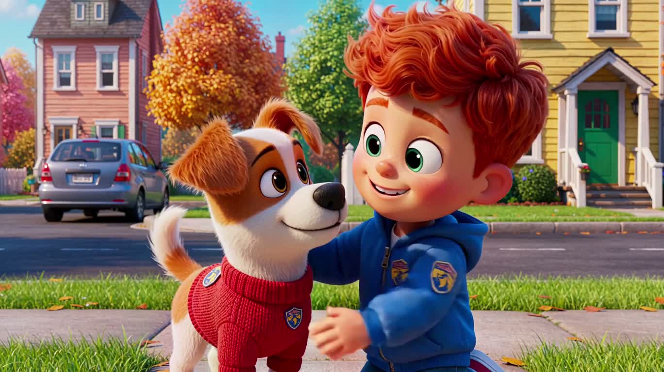 A Boy and His Dog's Warm Companionship
