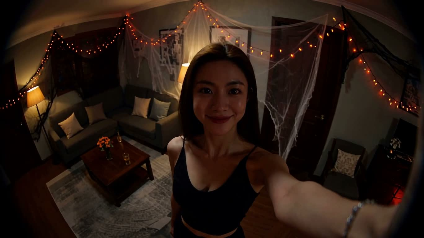 万圣节鱼眼惊魂自拍 — AI video creation