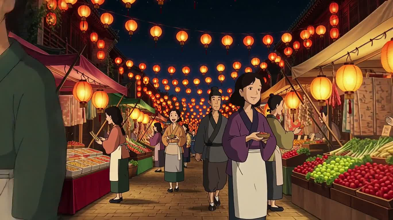 Night Market Lights and Shadows