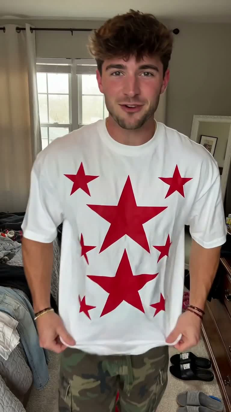 Red Star Outfit Share Before the Bedroom Mirror