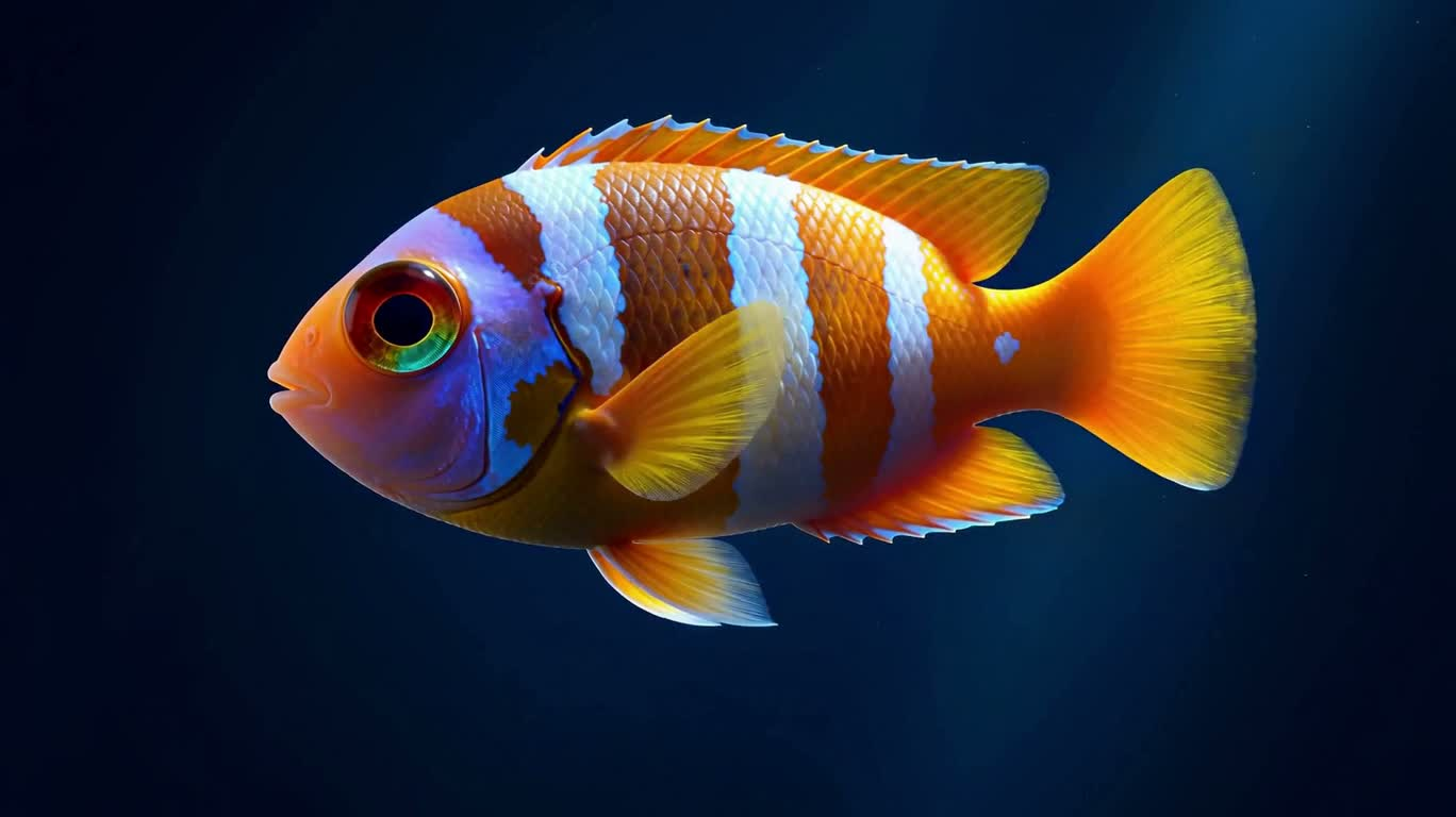 Tropical Fish in a Deep Blue Aquarium