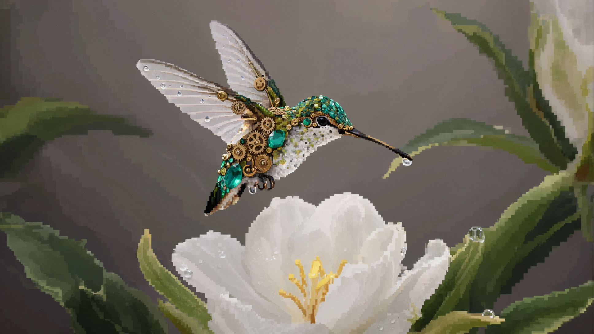 Robot colibri · Art pixel — AI image creation
