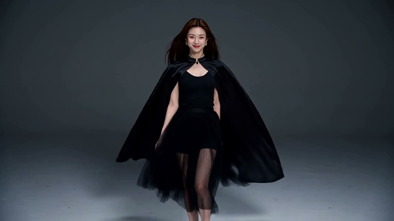 The Cloaked Girl's Playful Kiss Goodbye