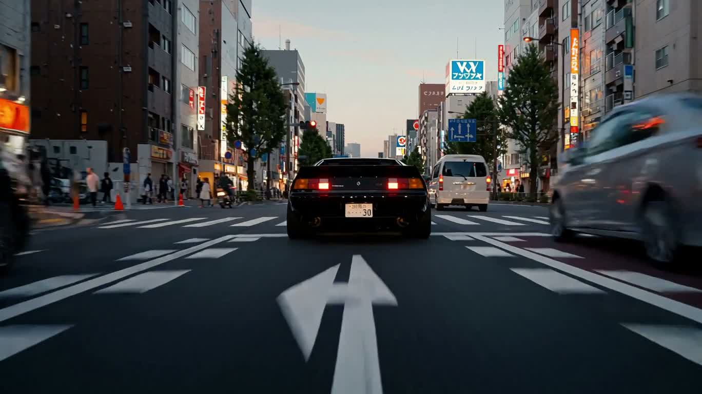 Cảnh rượt đuổi siêu xe đen trên phố Tokyo