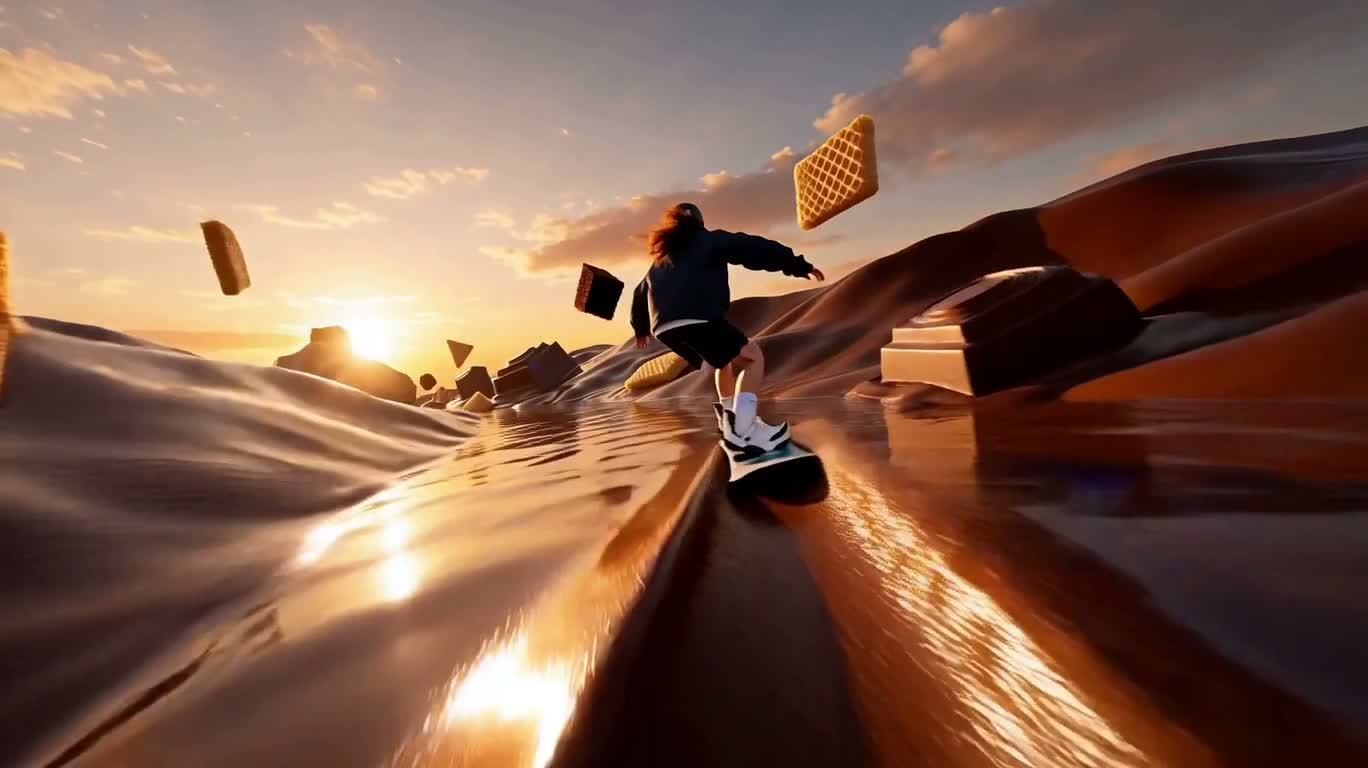 Aventure de ski dans une vague de chocolat