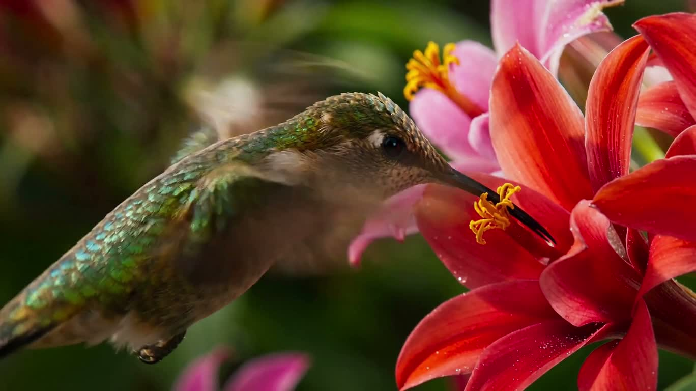 Hummingbird in a Tropical Garden