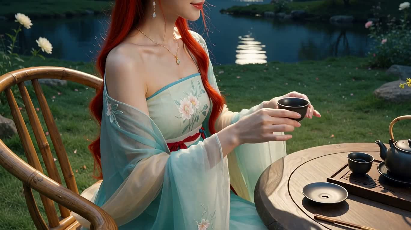 Tiệc trà vườn dưới trăng — AI video creation