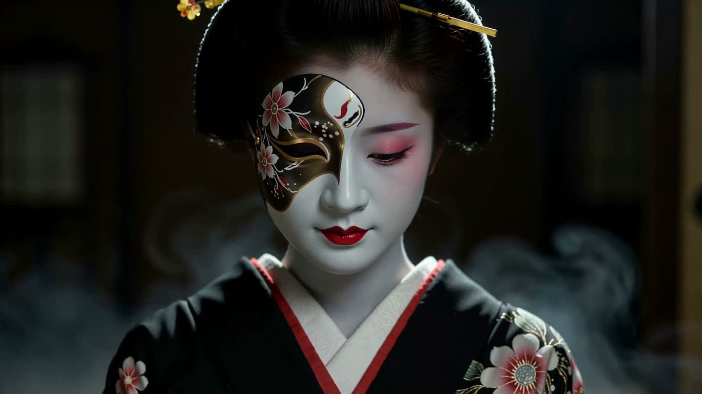 红眼烟雾中的艺伎