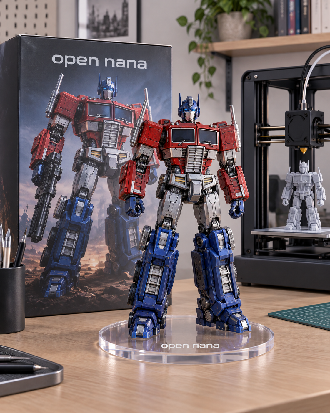 Collectible figure package with a 3D printer — AI image creation