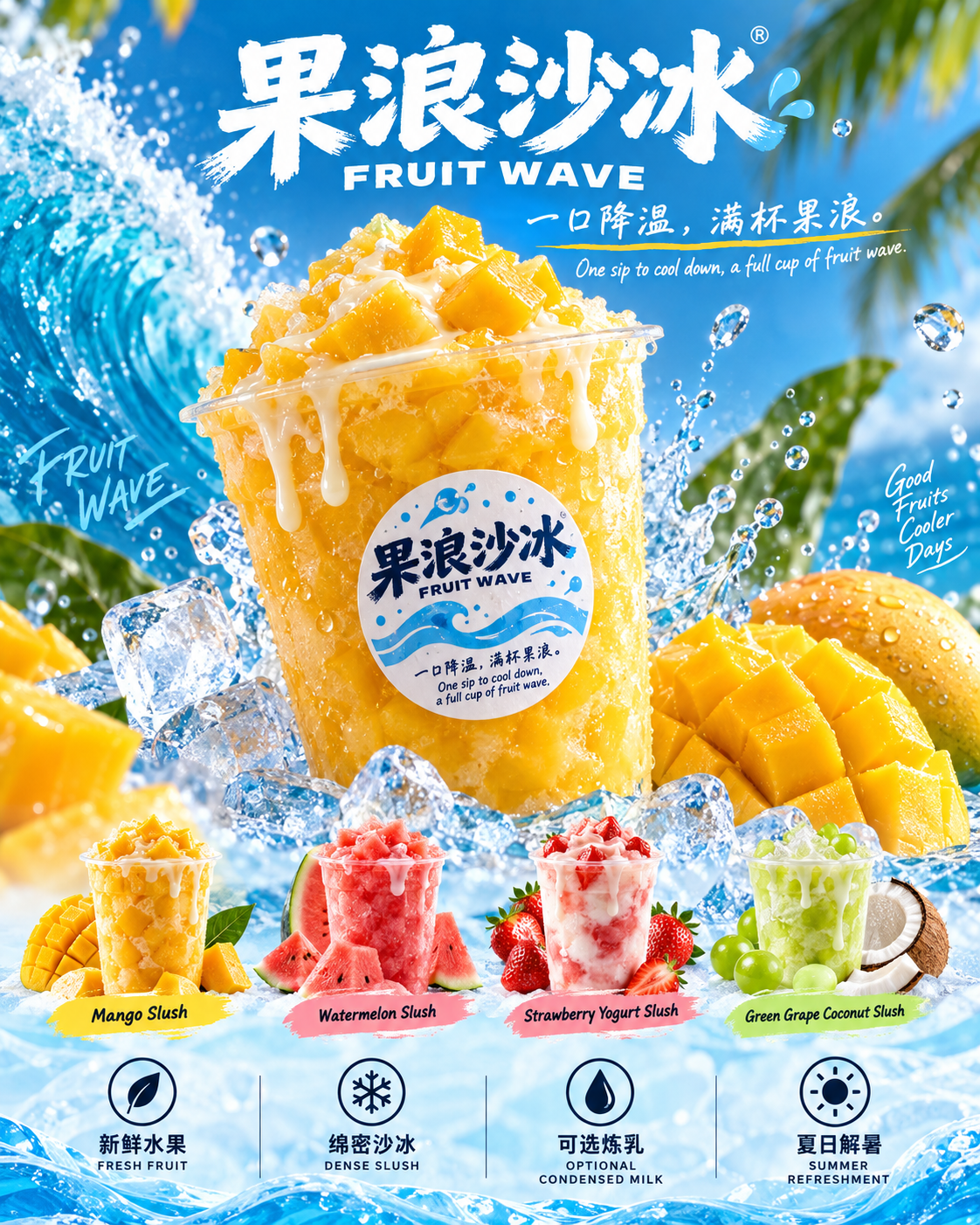 果浪沙冰四类品牌提案图模板