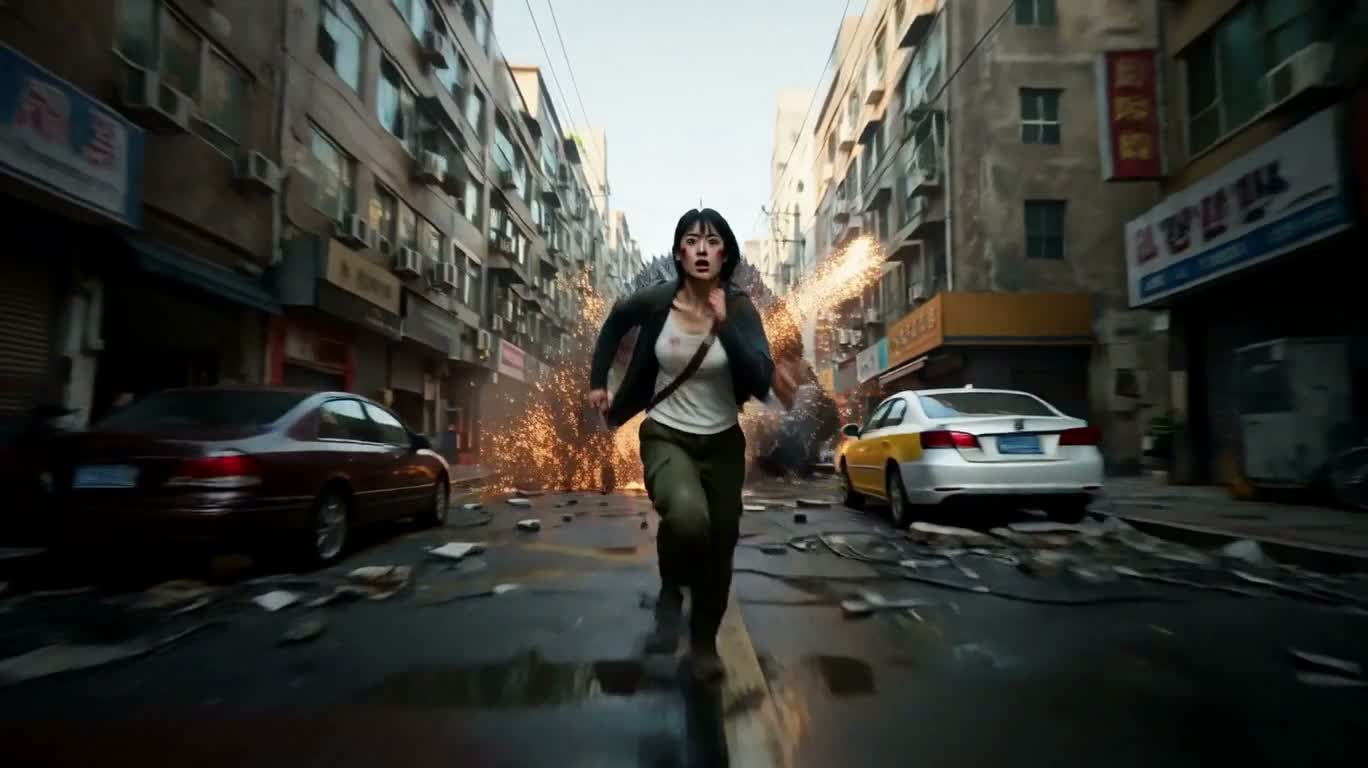 Course-poursuite FPV dans des rues en ruines