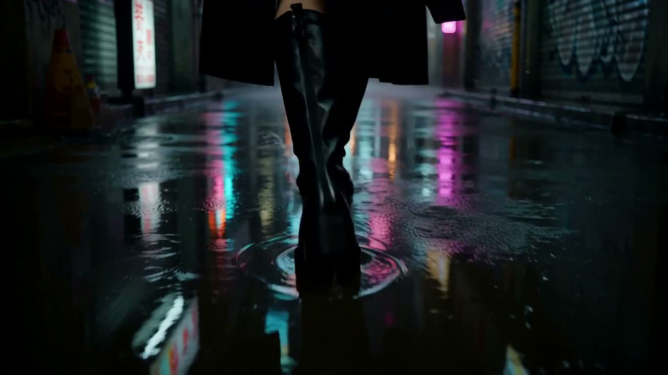 霓虹雨巷回眸