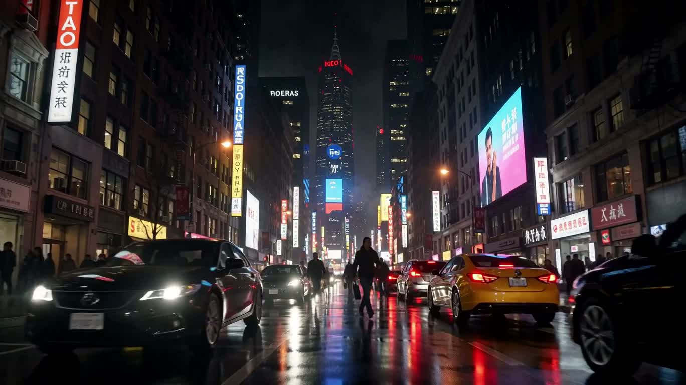 Neon Rainy Night City Drive