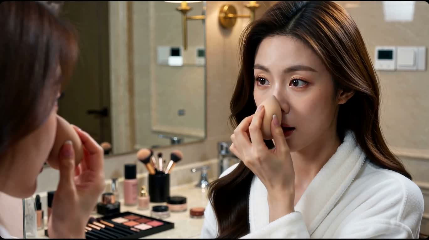 부드러운 빛의 화장대 메이크업 정물