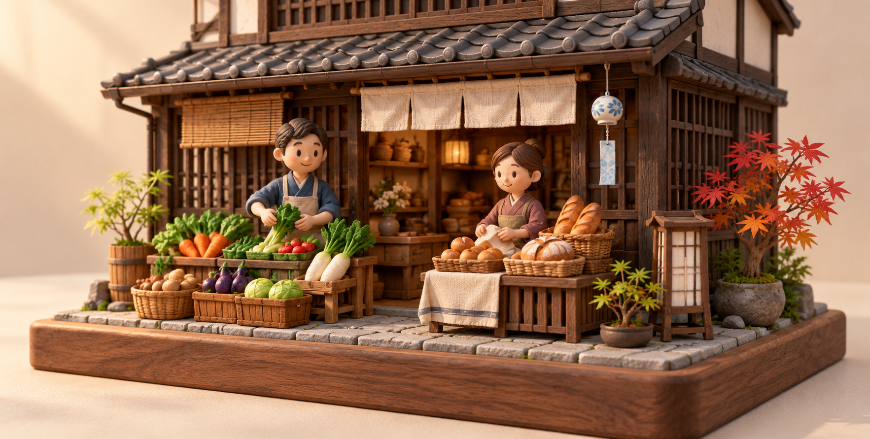 ピクサー風クレイのミニチュア日常世界 — AI image creation