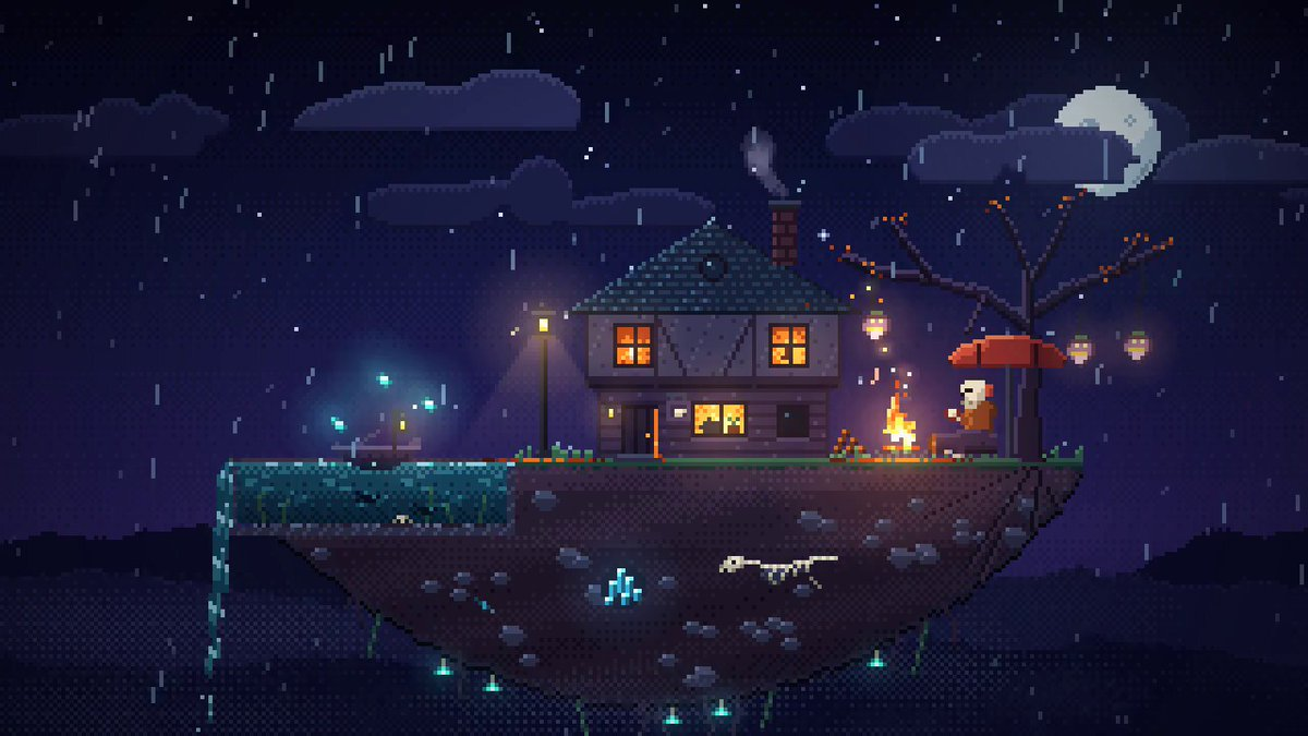 Living pixel-art environment scene