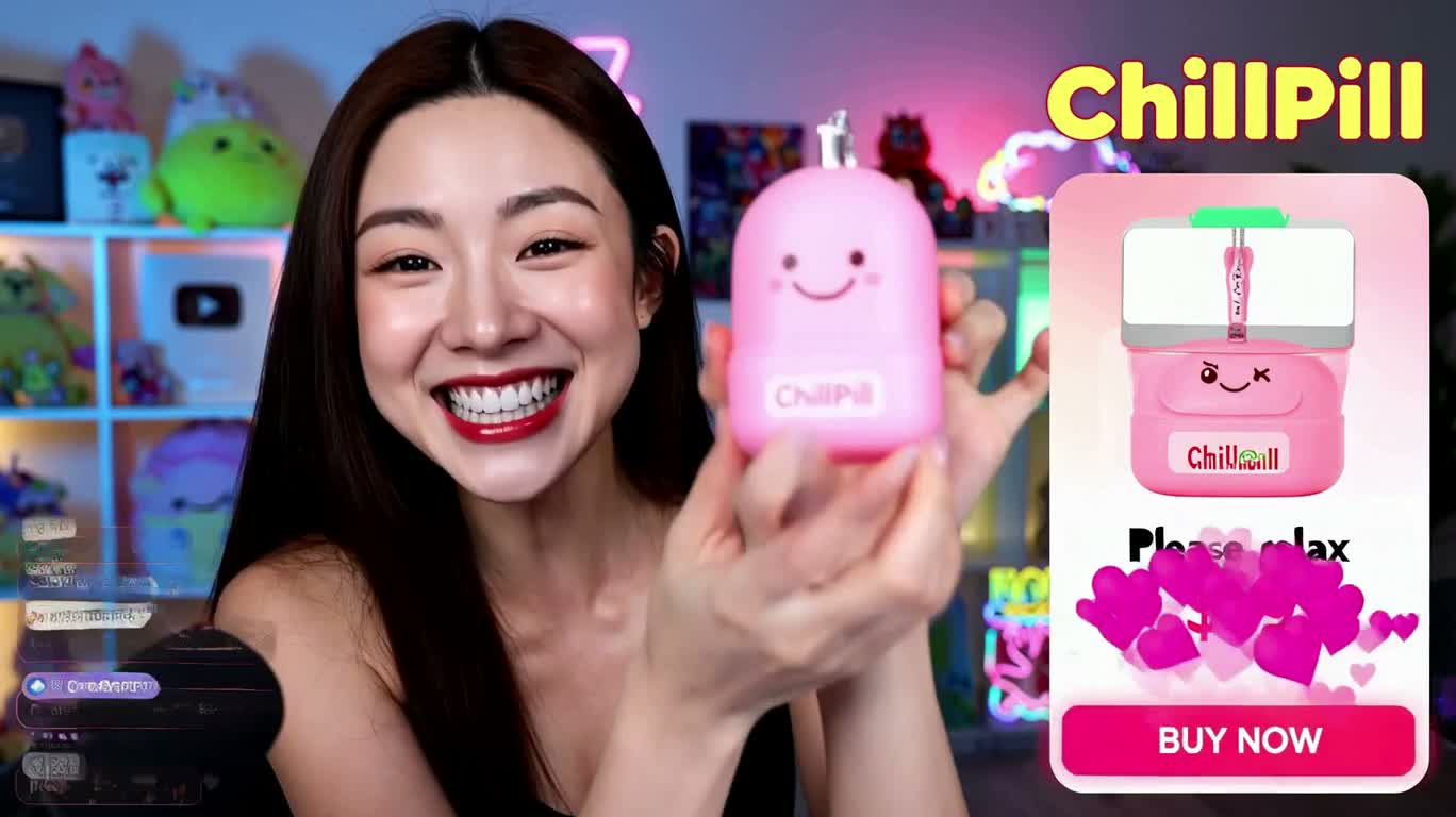 活力直播主推销会吐槽的解压玩偶 — AI video creation