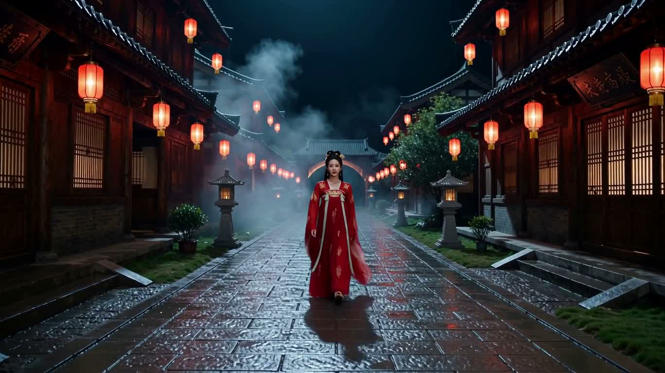 Red-Clad Heroine's Night Battle in the Ancient Town